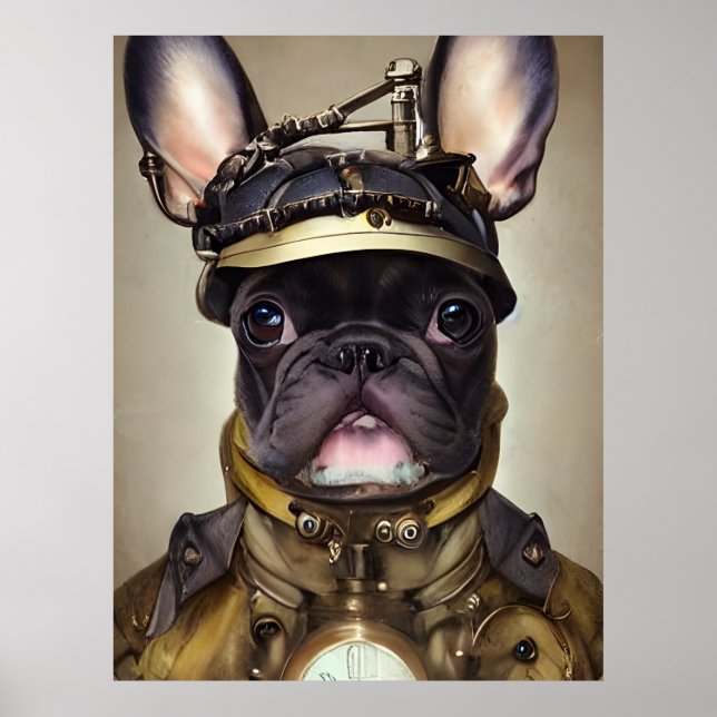 Affiche Chien de taureau français Steampunk (Devant)