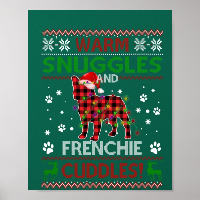 Affiche Chien de taureaux français laide pull Noël Pajama  (Devant)