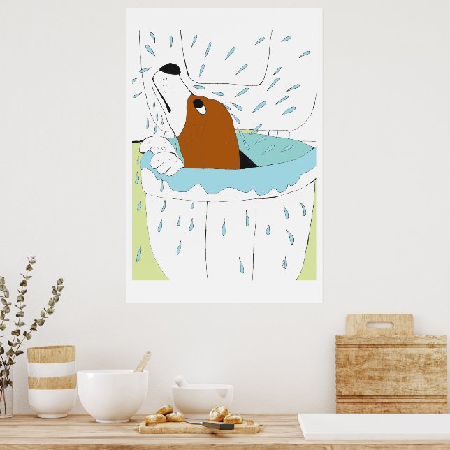 Affiche chien de toilette (Cuisine)