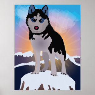 Affiche Chien de traîneau sibérien avec l'affiche de