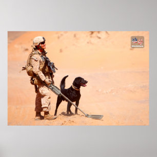AFFICHE CHIEN DE TRAVAIL MILITAIRE AMÉRICAIN