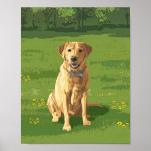 Affiche Chien de trieur du Labrador jaune