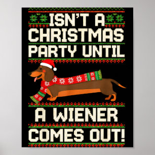 Affiche Chien de Vienne Drôle de Noël Dachshund Vacances 