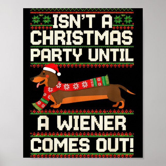 Affiche Chien de Vienne Drôle de Noël Dachshund Vacances  (Devant)