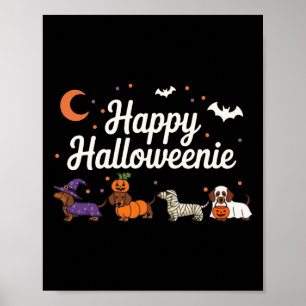 Affiche Chien de Vienne Sorcière Joyeux Halloweenie Mignon