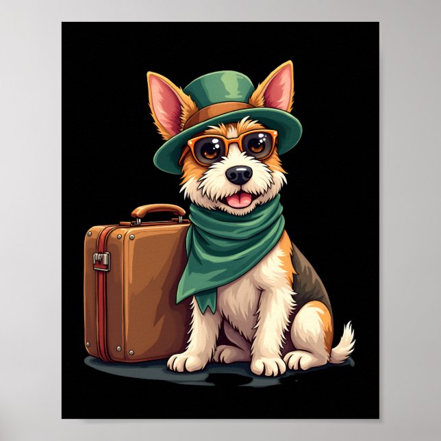 Affiche Chien de voyage amusant avec graphique de sac pour (Devant)