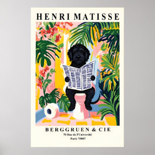 Affiche Chien d'eau portugais sur des toilettes - Style Ma