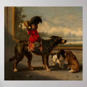 Affiche Chien d'équitation de singe