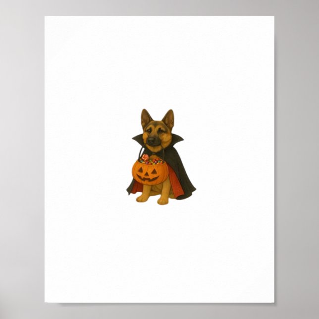 Affiche Chien d'Halloween allemand Bulldog en costume vamp (Devant)