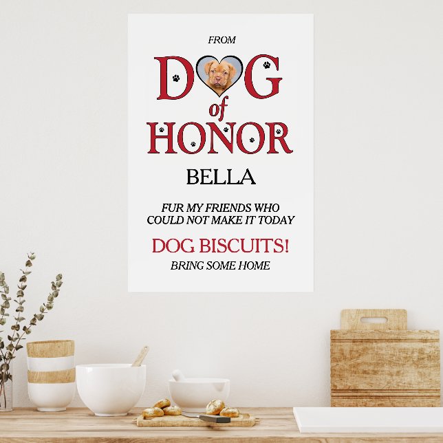 Affiche Chien d'honneur Mariage Biscuit Bar avec Animaux d (Cuisine)