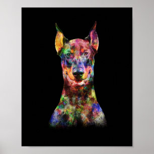 Affiche Chien Doberman coloré