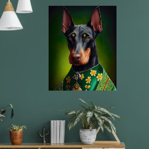 Affiche Chien Doberman en tenue de la Saint-Patrick