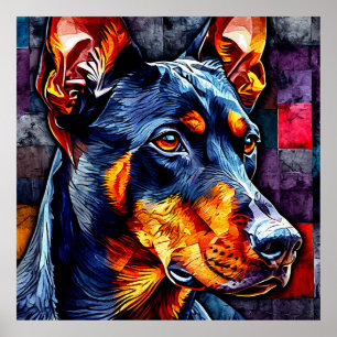 Affiche Chien Doberman mignon