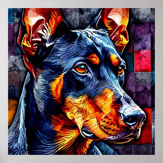Affiche Chien Doberman mignon (Devant)