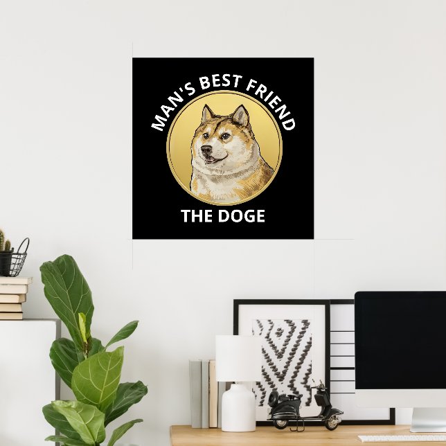 Affiche Chien Dogecoin Personnalisé (Bureau à domicile)