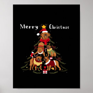 Affiche Chien Dogue de Bordeaux Mastiff Français Sapin de