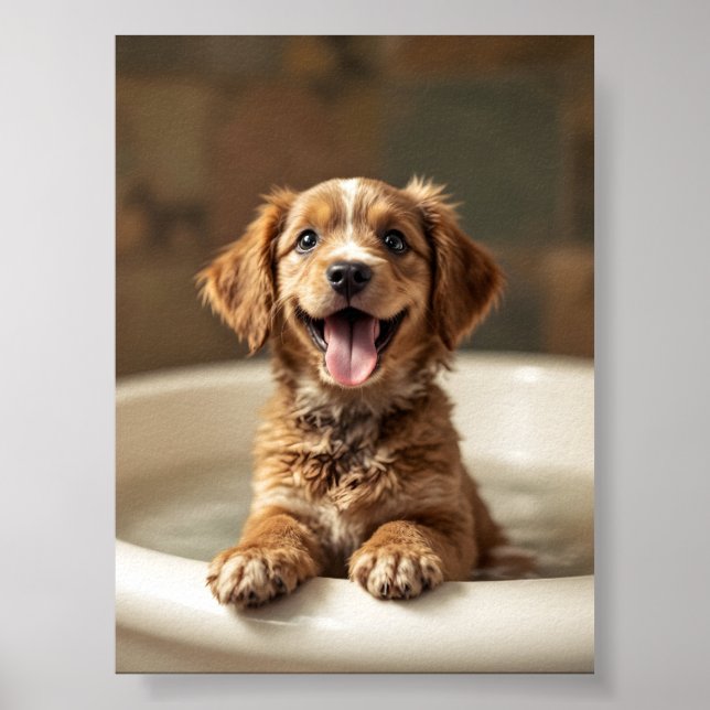 Affiche Chien drôle dans la salle de bain (Devant)