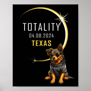 Affiche Chien drôle de l'éclipse solaire totale du Texas