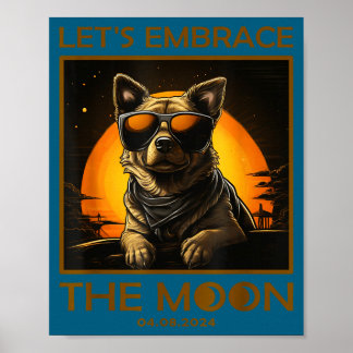 Affiche Chien drôle éclipse solaire totale étreinte
