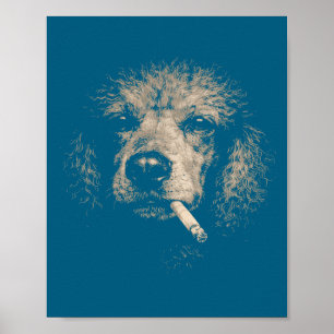 Affiche Chien Drôle Fumant un Cigarette Poodle Meme