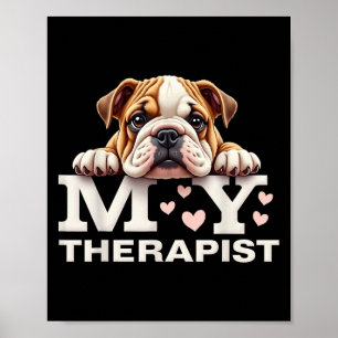 Affiche Chien Drôle Mon Thérapeute Chien Bouledogue Anglai