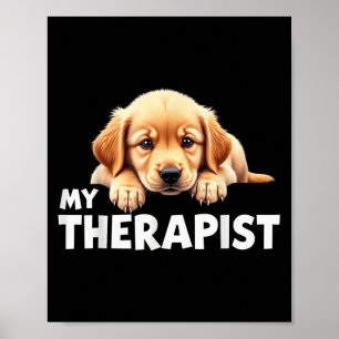 Affiche Chien drôle Mon thérapeute Golden Retriever Chien