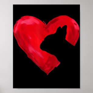 Affiche Chien du Coeur de Chien de Fer Français Silhouette