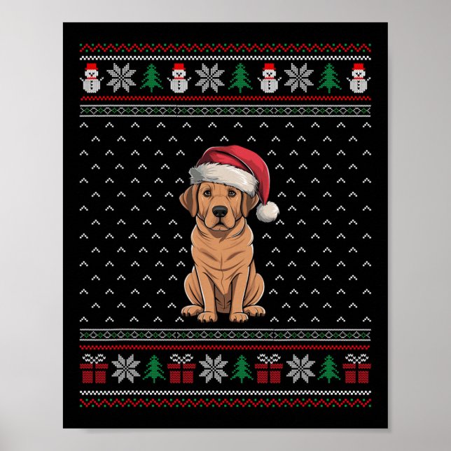 Affiche Chien du Labrador portant le chapeau de Santa Hat  (Devant)