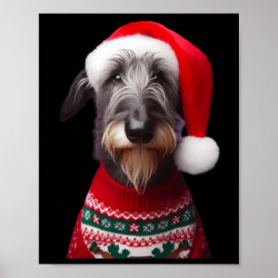 Affiche Chien écossais Deerhound avec Santa Hat Christmas