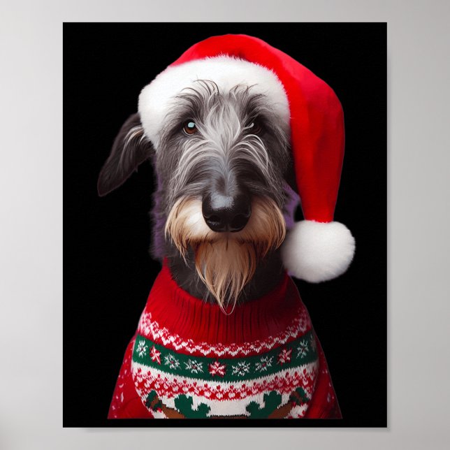 Affiche Chien écossais Deerhound avec Santa Hat Christmas  (Devant)