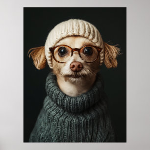 Affiche Chien élégant en tenue confortable