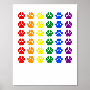 Affiche Chien Empreinte de patte arc-en-ciel Paw LGBT Prid