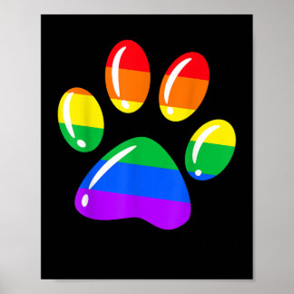 Affiche Chien Empreinte de patte arc-en-ciel Paw LGBT Prid