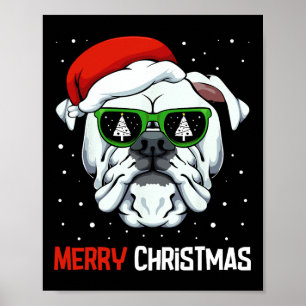 Affiche Chien en blanc Joyeux Pajama de Noël Mignonne Chie