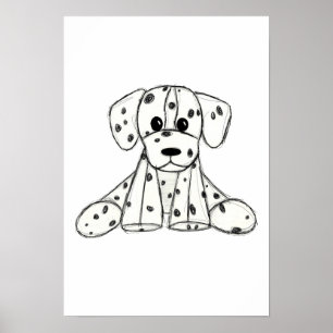 Affiche Chien en dalmate dessin simple noir