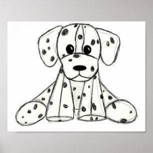 Affiche Chien en dalmate dessin simple noir