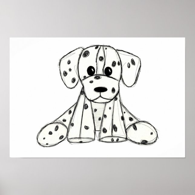 Affiche Chien en dalmate dessin simple noir (Devant)