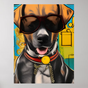 Affiche Chien en lunettes de soleil
