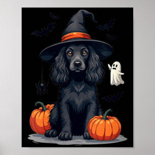 Affiche Chien Épagneul Thématique Halloween Femme Noir