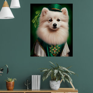 Affiche Chien esquimau américain en tenue de la Saint-Patr