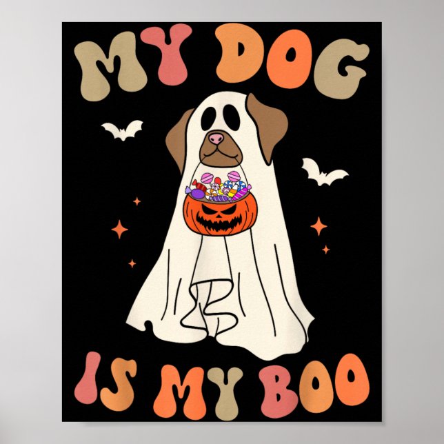 Affiche Chien est Boo Fantôme Épouvantable Halloween Amour (Devant)