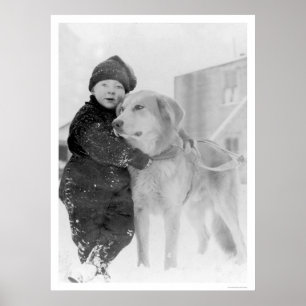 Affiche Chien et enfant Nome Alaska 1926