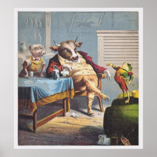 Affiche Chien et grenouille antiques de boeuf d'impression