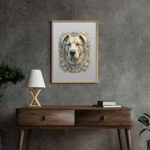Affiche Chien face l beige gris l mosaïque esthétique [BD-