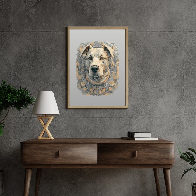 Affiche Chien face l beige gris l mosaïque esthétique [BD- (Créateur téléchargé)