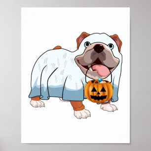 Affiche Chien fantôme Bulldog Halloween