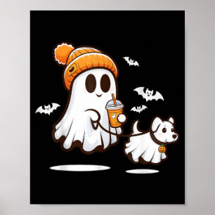 Affiche Chien fantôme drôle marchant Chien fantôme Hallowe