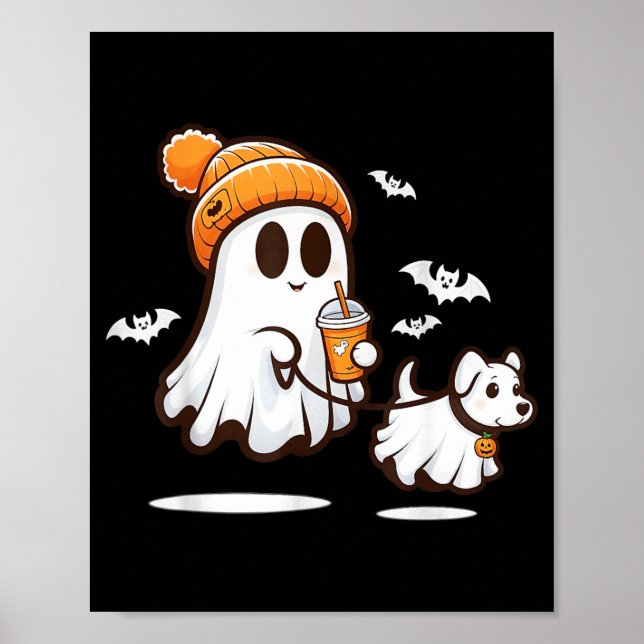 Affiche Chien fantôme drôle marchant Chien fantôme Hallowe (Devant)