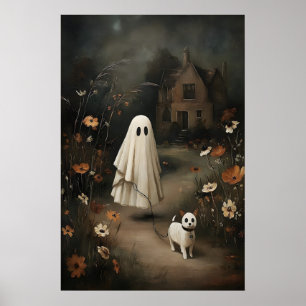 Affiche Chien fantôme marchant la nuit – Huile de conte de