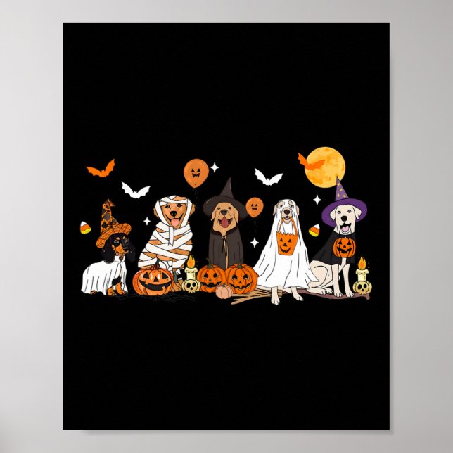 Affiche Chien Fantôme sorcière maman Costume d'Halloween H (Devant)